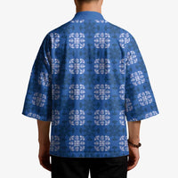 Royal Blue Hawaiian Quilt Kimono Hawaii Pineapple Monstera Palaka Motifs LT14 - Polynesian Pride