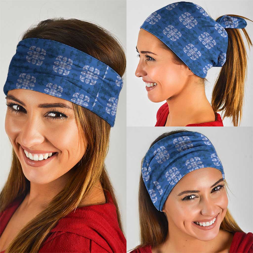 Royal Blue Hawaiian Quilt Neck Gaiter Hawaii Pineapple Monstera Palaka Motifs - Polynesian Pride