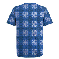 Royal Blue Hawaiian Quilt Rugby Jersey Hawaii Pineapple Monstera Palaka Motifs - Polynesian Pride