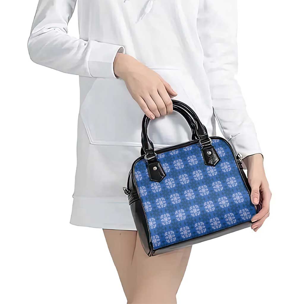 Royal Blue Hawaiian Quilt Shoulder Handbag Hawaii Pineapple Monstera Palaka Motifs LT14 - Polynesian Pride