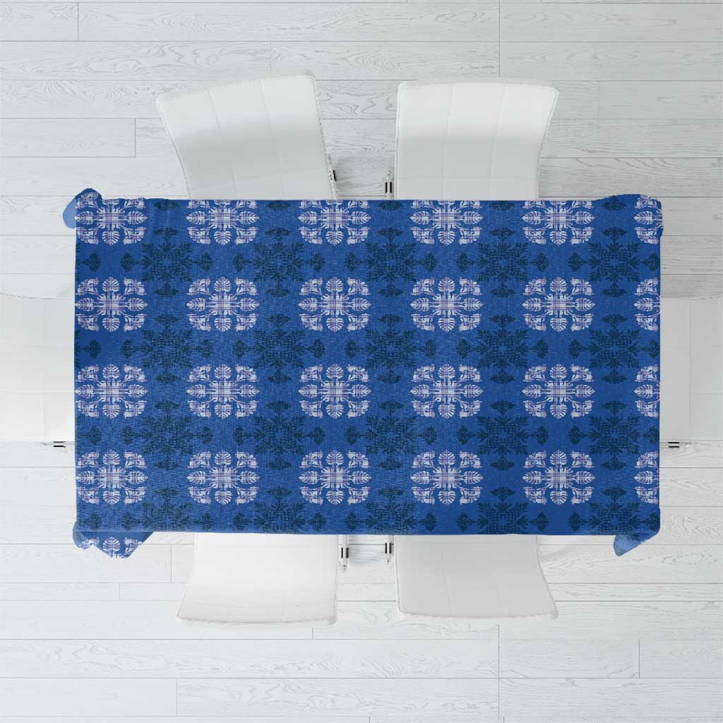 Royal Blue Hawaiian Quilt Tablecloth Hawaii Pineapple Monstera Palaka Motifs LT14 Royal Blue - Polynesian Pride