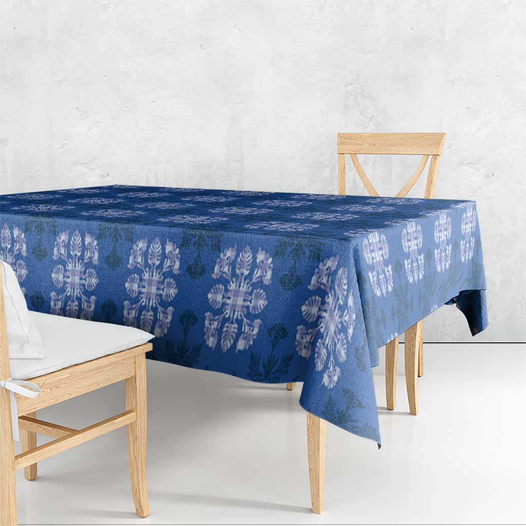 Royal Blue Hawaiian Quilt Tablecloth Hawaii Pineapple Monstera Palaka Motifs LT14 - Polynesian Pride