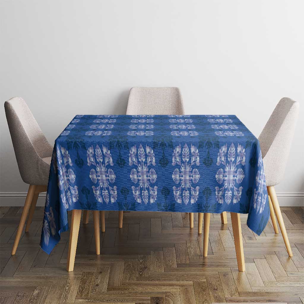 Royal Blue Hawaiian Quilt Tablecloth Hawaii Pineapple Monstera Palaka Motifs LT14 - Polynesian Pride