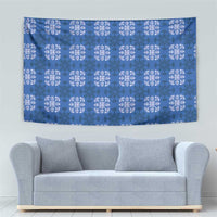 Royal Blue Hawaiian Quilt Tapestry Hawaii Pineapple Monstera Palaka Motifs LT14 - Polynesian Pride