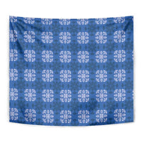 Royal Blue Hawaiian Quilt Tapestry Hawaii Pineapple Monstera Palaka Motifs LT14 - Polynesian Pride