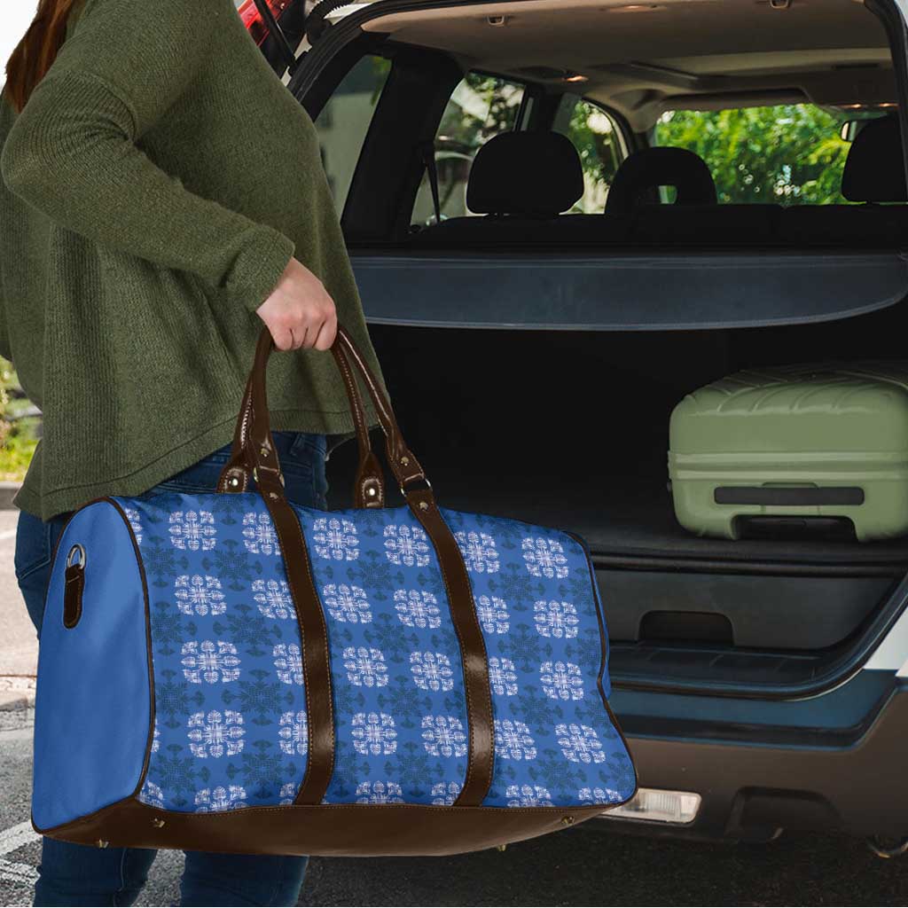 Royal Blue Hawaiian Quilt Travel Bag Hawaii Pineapple Monstera Palaka Motifs - Polynesian Pride