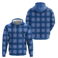 Royal Blue Hawaiian Quilt Zip Hoodie Hawaii Pineapple Monstera Palaka Motifs LT14 - Polynesian Pride