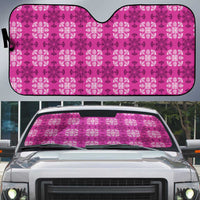 Pink Hawaiian Quilt Auto Sun Shade Hawaii Pineapple Monstera Palaka Motifs - Polynesian Pride