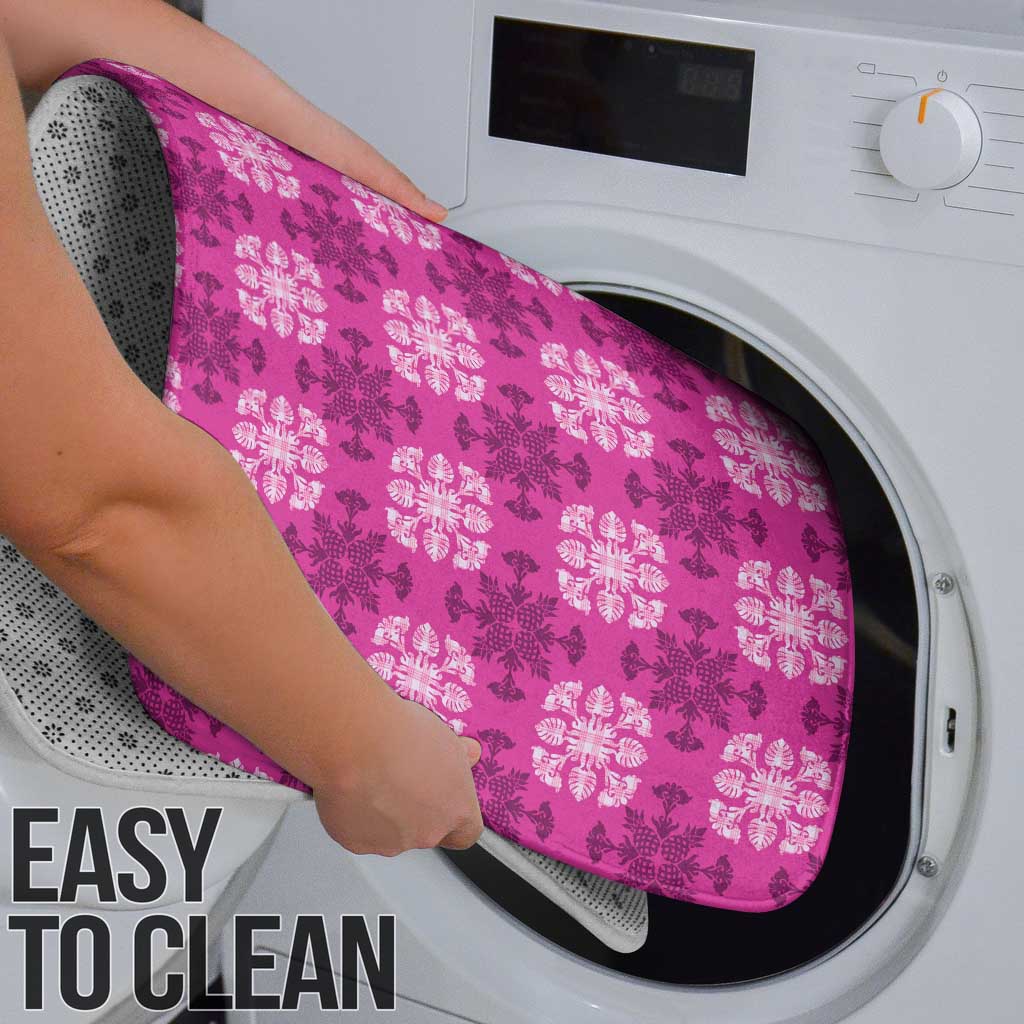 Pink Hawaiian Quilt Bathroom Set Hawaii Pineapple Monstera Palaka Motifs - Polynesian Pride