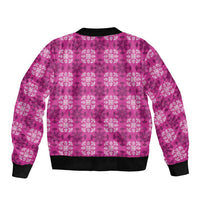 Pink Hawaiian Quilt Bomber Jacket Hawaii Pineapple Monstera Palaka Motifs LT14 - Polynesian Pride