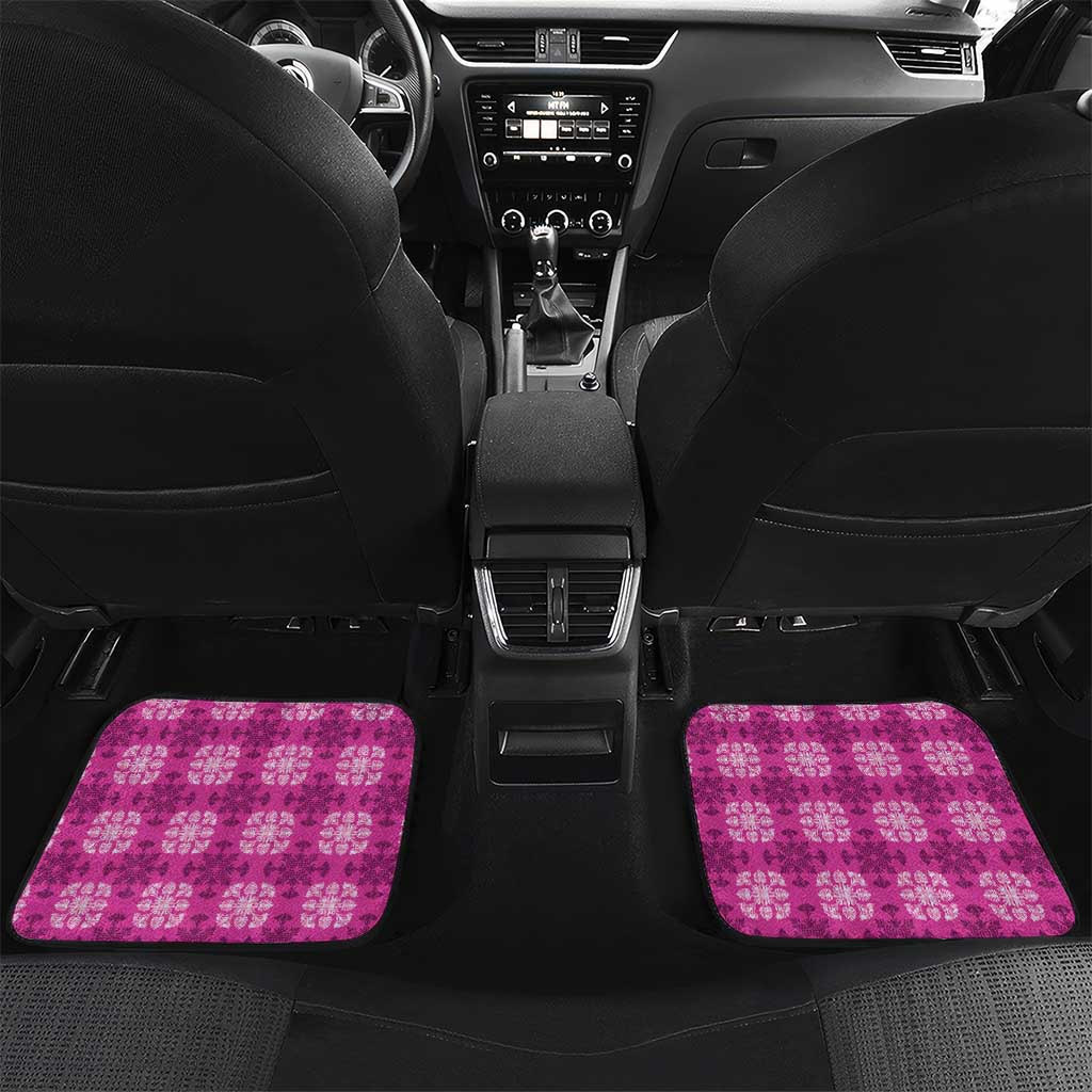 Pink Hawaiian Quilt Car Mats Hawaii Pineapple Monstera Palaka Motifs - Polynesian Pride