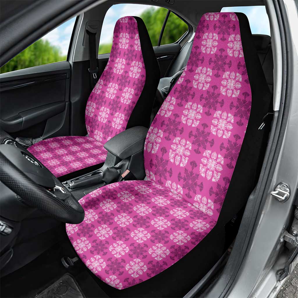 Pink Hawaiian Quilt Car Seat Cover Hawaii Pineapple Monstera Palaka Motifs - Polynesian Pride