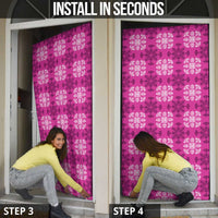 Pink Hawaiian Quilt Door Cover Hawaii Pineapple Monstera Palaka Motifs - Polynesian Pride