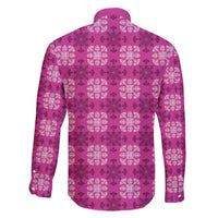 Pink Hawaiian Quilt Family Matching Tank Maxi Dress and Hawaiian Shirt Hawaii Pineapple Monstera Palaka Motifs - Polynesian Pride