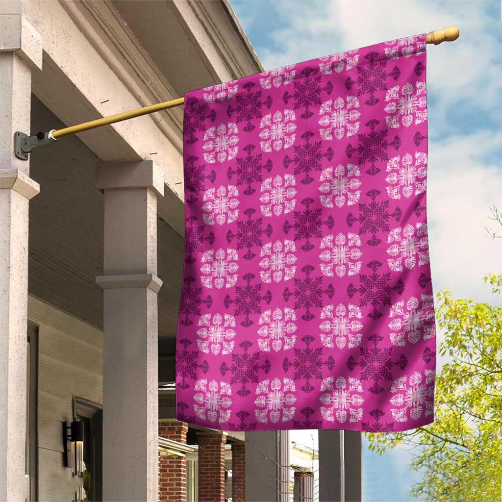 Pink Hawaiian Quilt Garden Flag Hawaii Pineapple Monstera Palaka Motifs LT14 House Flag Pink - Polynesian Pride