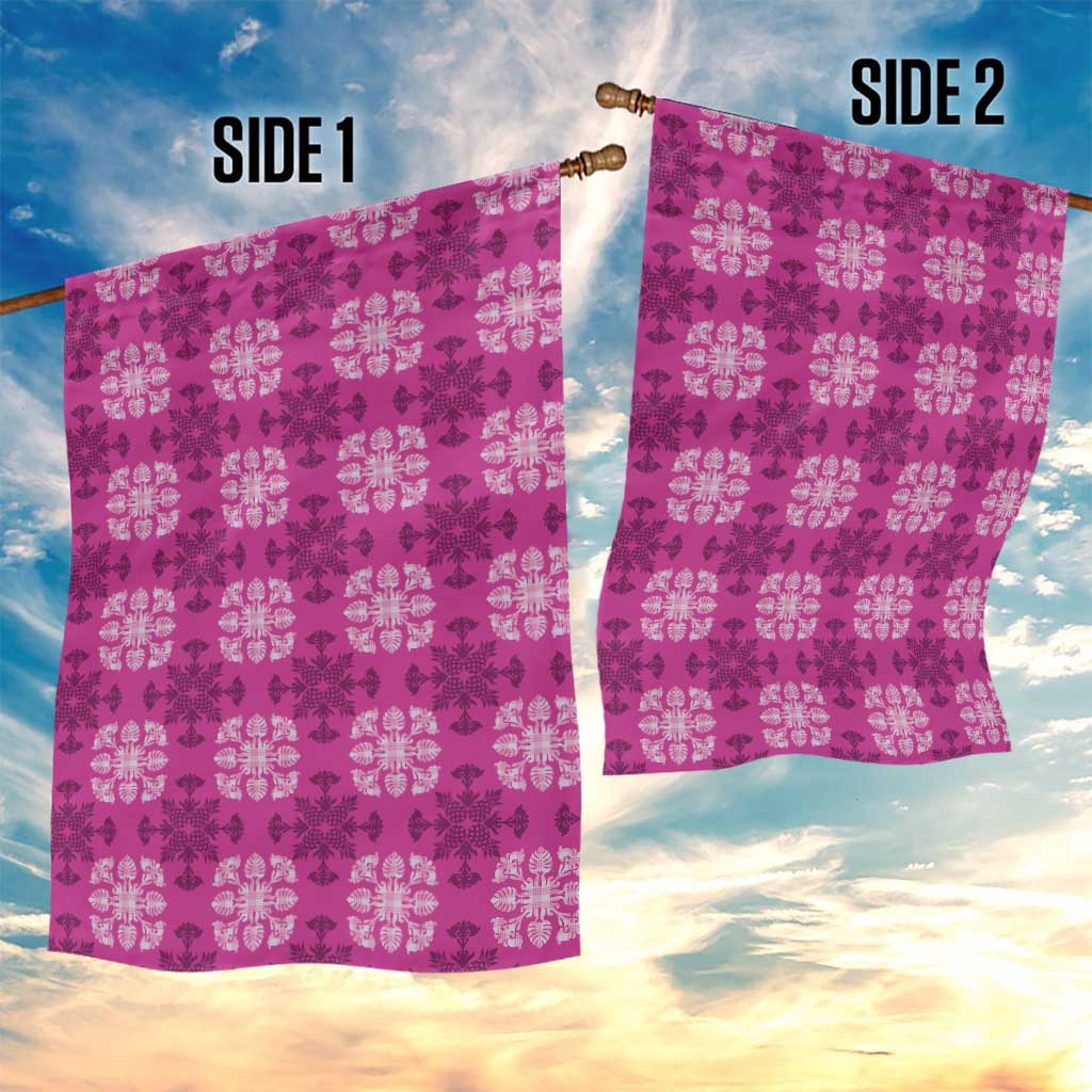 Pink Hawaiian Quilt Garden Flag Hawaii Pineapple Monstera Palaka Motifs LT14 - Polynesian Pride
