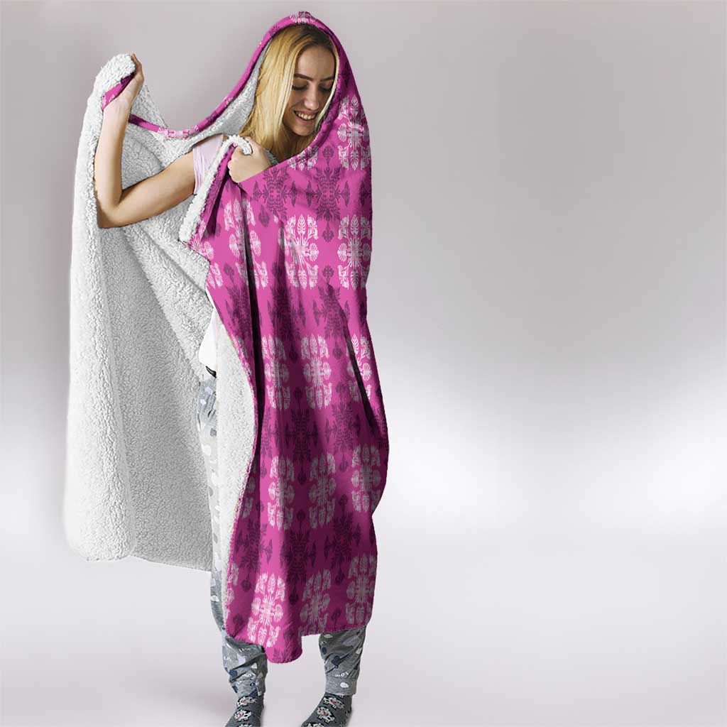 Pink Hawaiian Quilt Hooded Blanket Hawaii Pineapple Monstera Palaka Motifs LT14 - Polynesian Pride