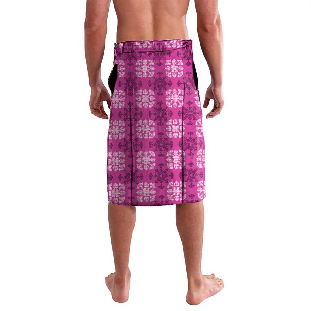 Pink Hawaiian Quilt Lavalava Hawaii Pineapple Monstera Palaka Motifs - Polynesian Pride