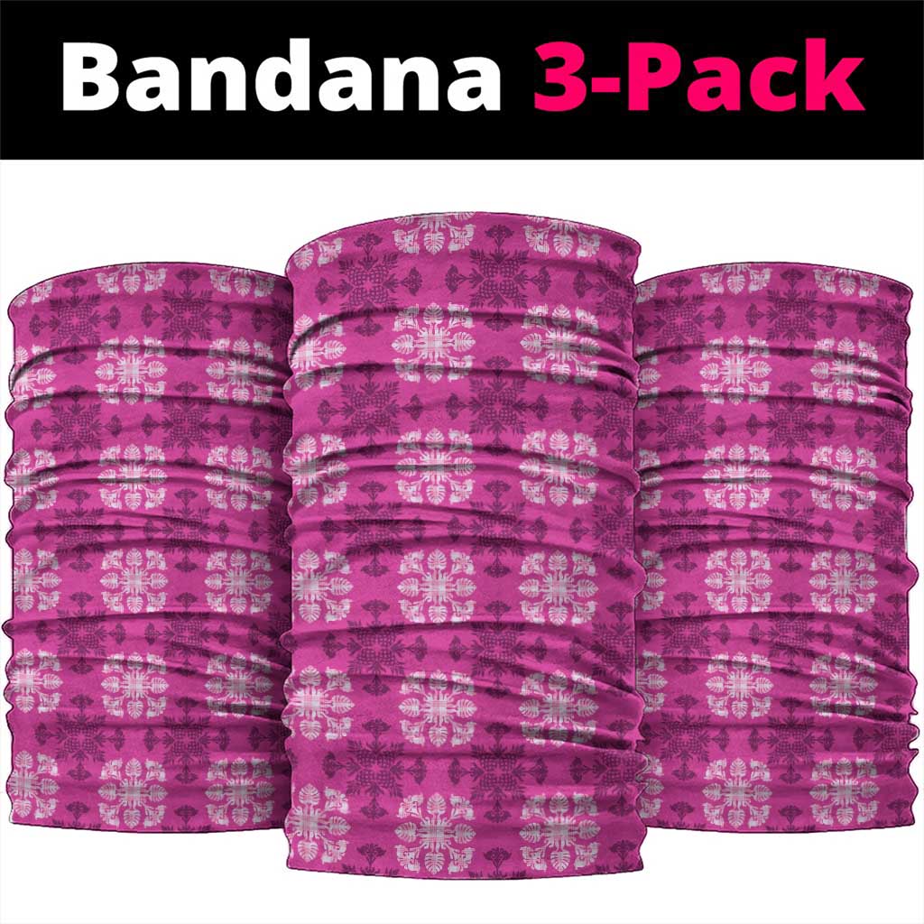 Pink Hawaiian Quilt Neck Gaiter Hawaii Pineapple Monstera Palaka Motifs LT14 package One Size: 25*50cm Pink - Polynesian Pride