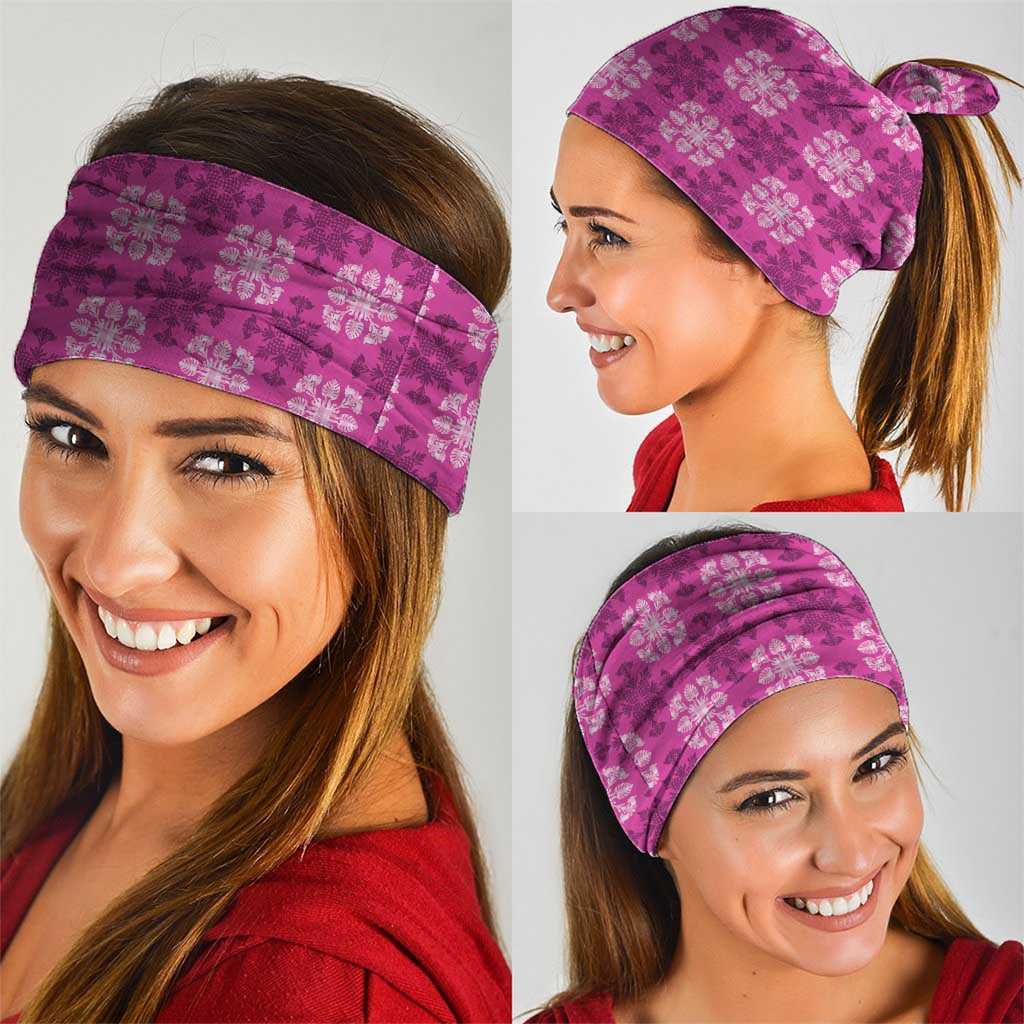 Pink Hawaiian Quilt Neck Gaiter Hawaii Pineapple Monstera Palaka Motifs LT14 - Polynesian Pride