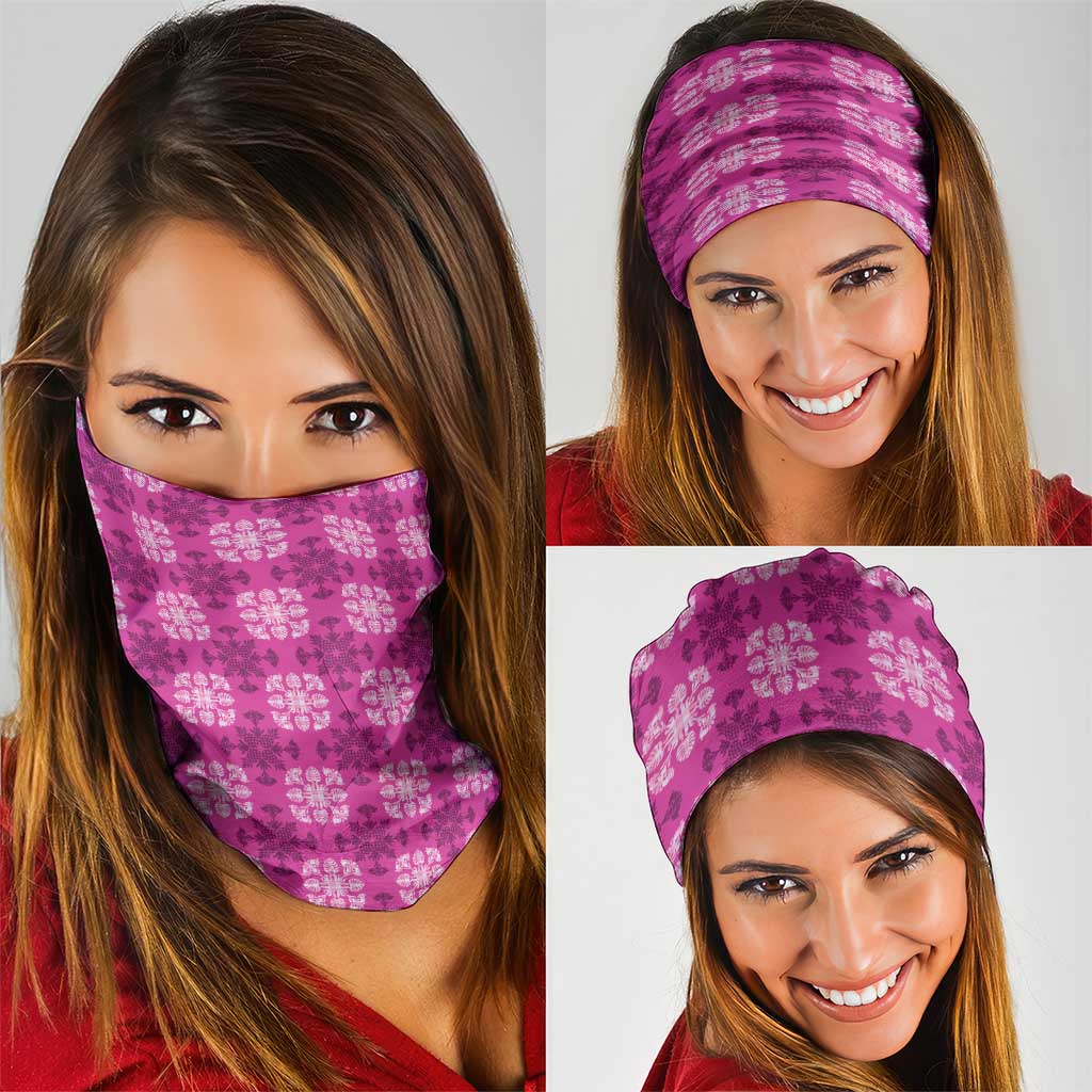 Pink Hawaiian Quilt Neck Gaiter Hawaii Pineapple Monstera Palaka Motifs LT14 - Polynesian Pride