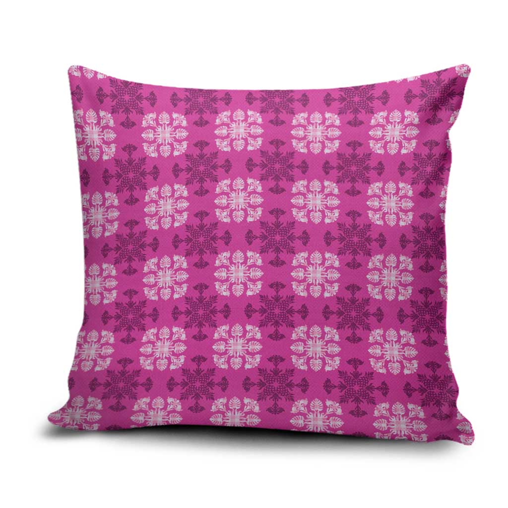 Pink Hawaiian Quilt Pillow Cover Hawaii Pineapple Monstera Palaka Motifs LT14 Pink - Polynesian Pride
