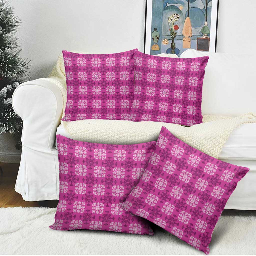 Pink Hawaiian Quilt Pillow Cover Hawaii Pineapple Monstera Palaka Motifs LT14 - Polynesian Pride
