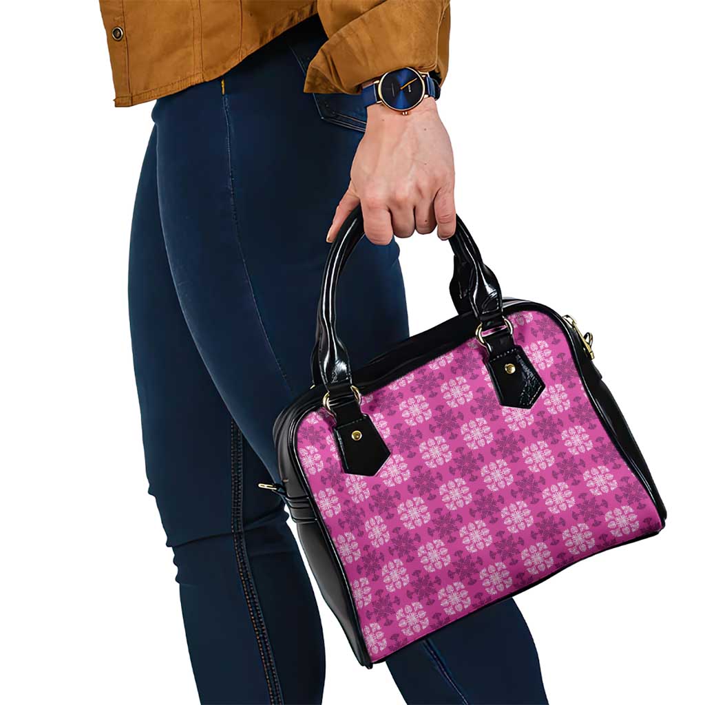 Pink Hawaiian Quilt Shoulder Handbag Hawaii Pineapple Monstera Palaka Motifs LT14 - Polynesian Pride
