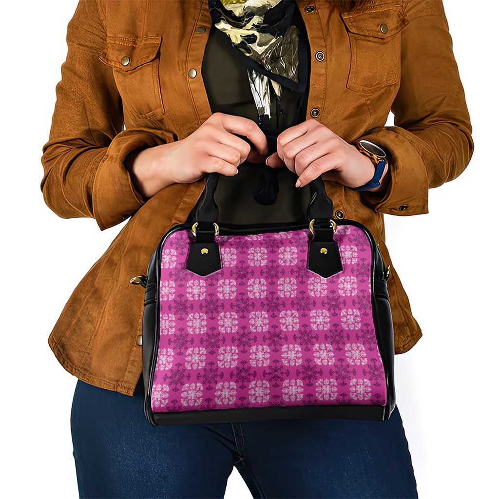 Pink Hawaiian Quilt Shoulder Handbag Hawaii Pineapple Monstera Palaka Motifs LT14 - Polynesian Pride