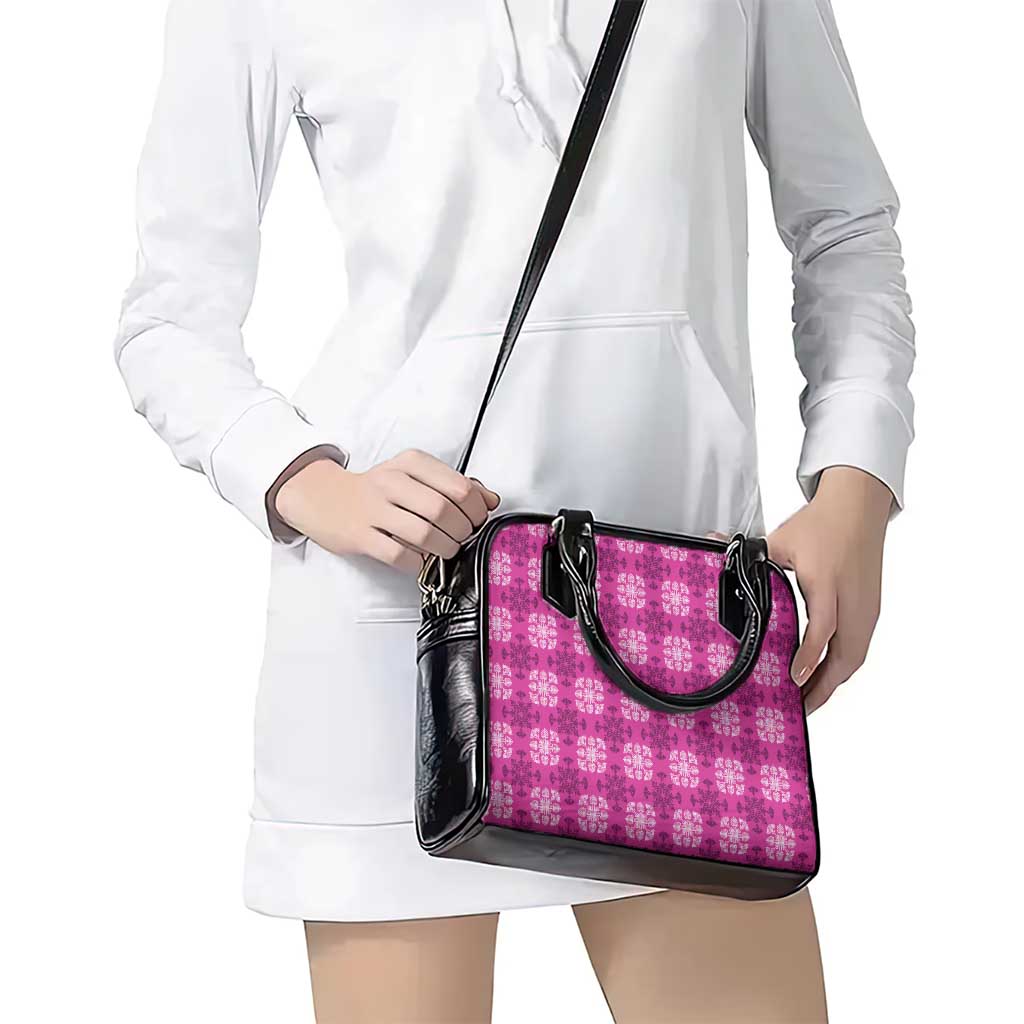 Pink Hawaiian Quilt Shoulder Handbag Hawaii Pineapple Monstera Palaka Motifs LT14 - Polynesian Pride