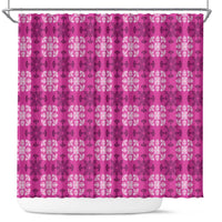 Pink Hawaiian Quilt Shower Curtain Hawaii Pineapple Monstera Palaka Motifs LT14 Pink - Polynesian Pride