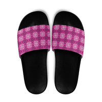 Pink Hawaiian Quilt Slide Sandals Hawaii Pineapple Monstera Palaka Motifs LT14 Pink - Polynesian Pride