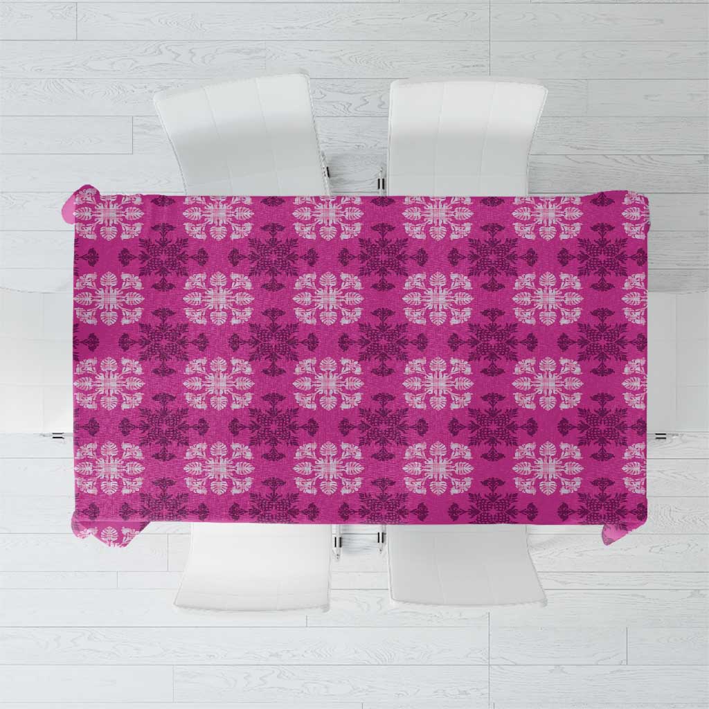 Pink Hawaiian Quilt Tablecloth Hawaii Pineapple Monstera Palaka Motifs LT14 Pink - Polynesian Pride