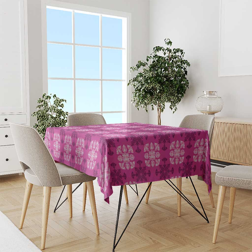 Pink Hawaiian Quilt Tablecloth Hawaii Pineapple Monstera Palaka Motifs LT14 - Polynesian Pride