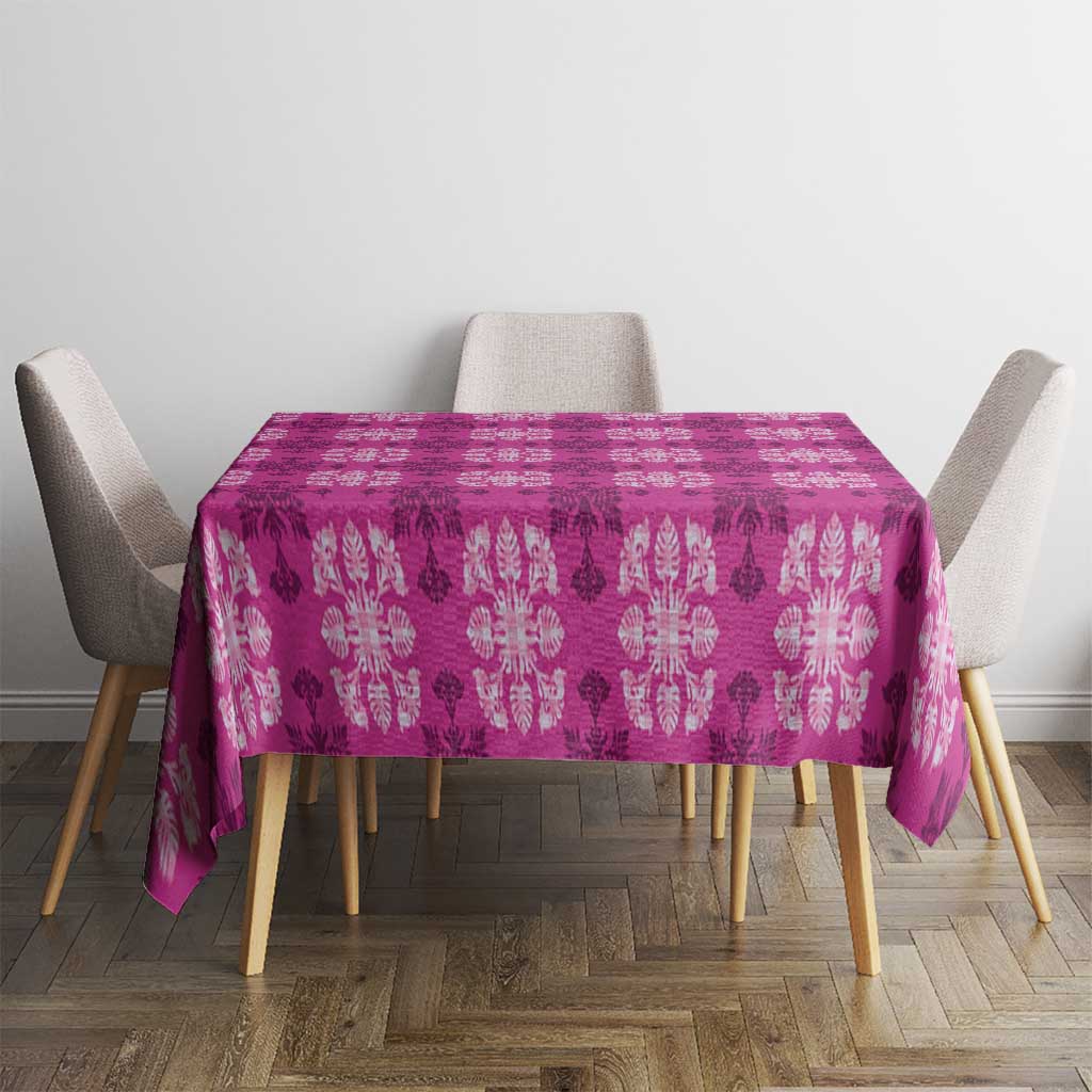 Pink Hawaiian Quilt Tablecloth Hawaii Pineapple Monstera Palaka Motifs LT14 - Polynesian Pride