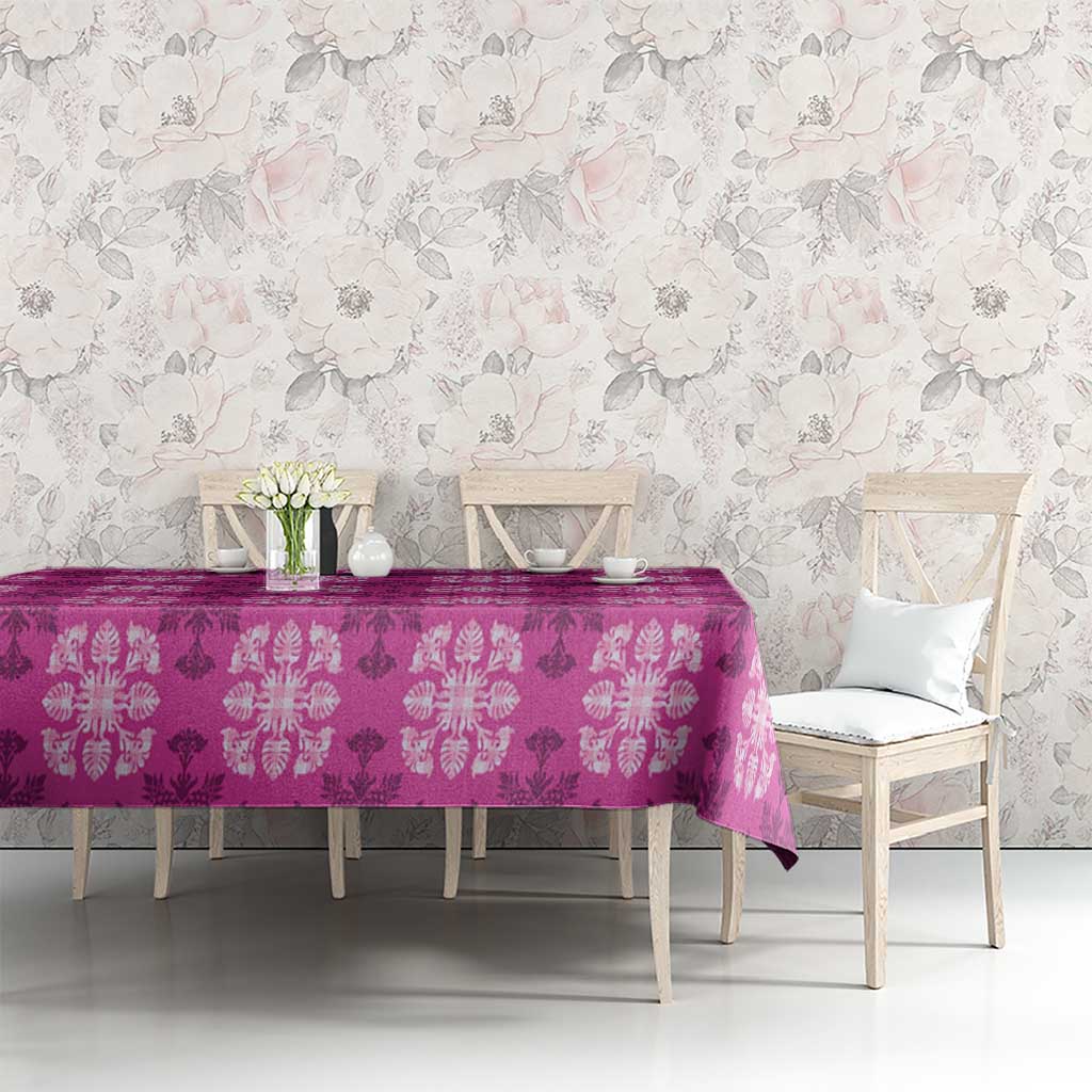 Pink Hawaiian Quilt Tablecloth Hawaii Pineapple Monstera Palaka Motifs LT14 - Polynesian Pride