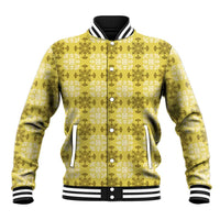 Yellow Hawaiian Quilt Baseball Jacket Hawaii Pineapple Monstera Palaka Motifs - Polynesian Pride
