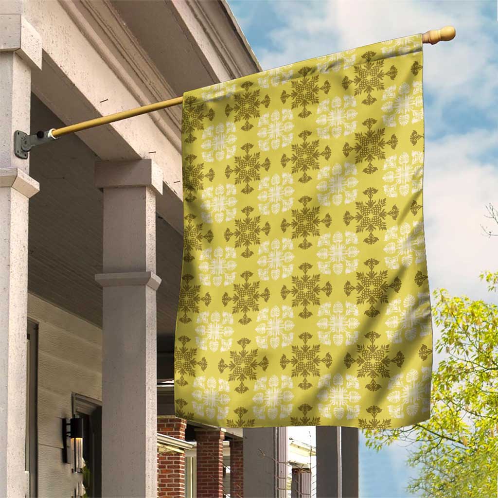Yellow Hawaiian Quilt Garden Flag Hawaii Pineapple Monstera Palaka Motifs LT14 House Flag Yellow - Polynesian Pride