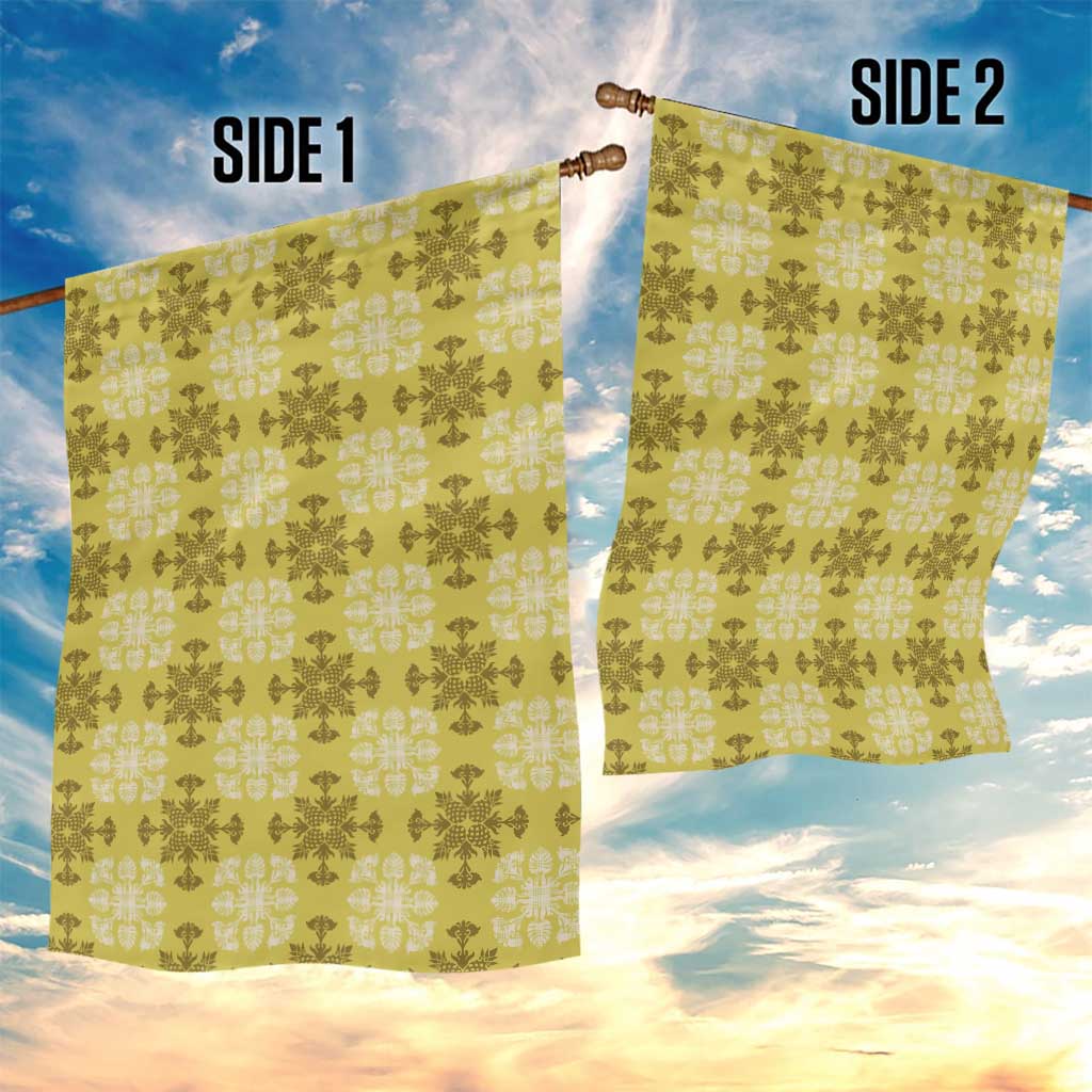 Yellow Hawaiian Quilt Garden Flag Hawaii Pineapple Monstera Palaka Motifs LT14 - Polynesian Pride