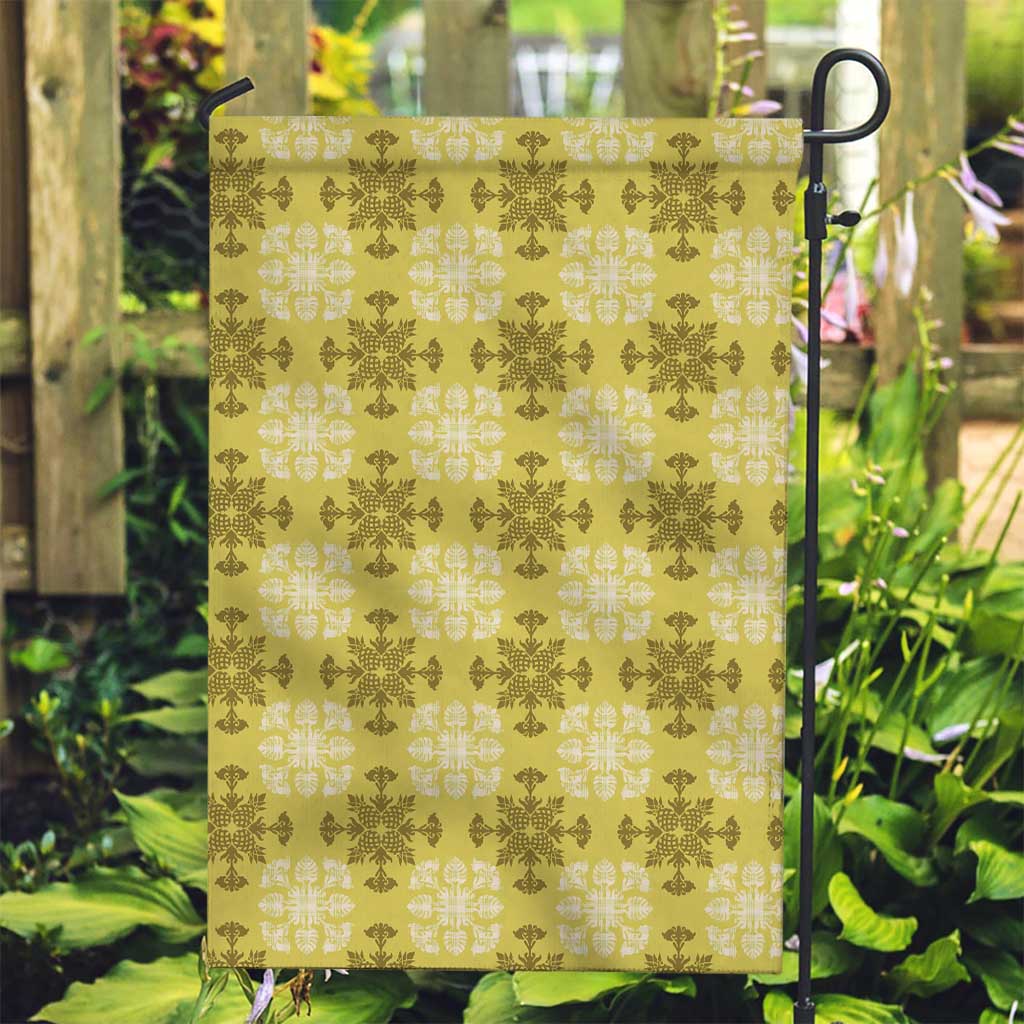 Yellow Hawaiian Quilt Garden Flag Hawaii Pineapple Monstera Palaka Motifs LT14 Garden Flag Yellow - Polynesian Pride