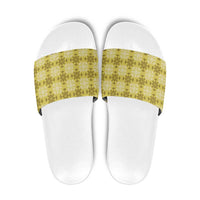 Yellow Hawaiian Quilt Slide Sandals Hawaii Pineapple Monstera Palaka Motifs LT14 Yellow - Polynesian Pride