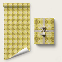 Yellow Hawaiian Quilt Wrapping Paper Hawaii Pineapple Monstera Palaka Motifs - Polynesian Pride