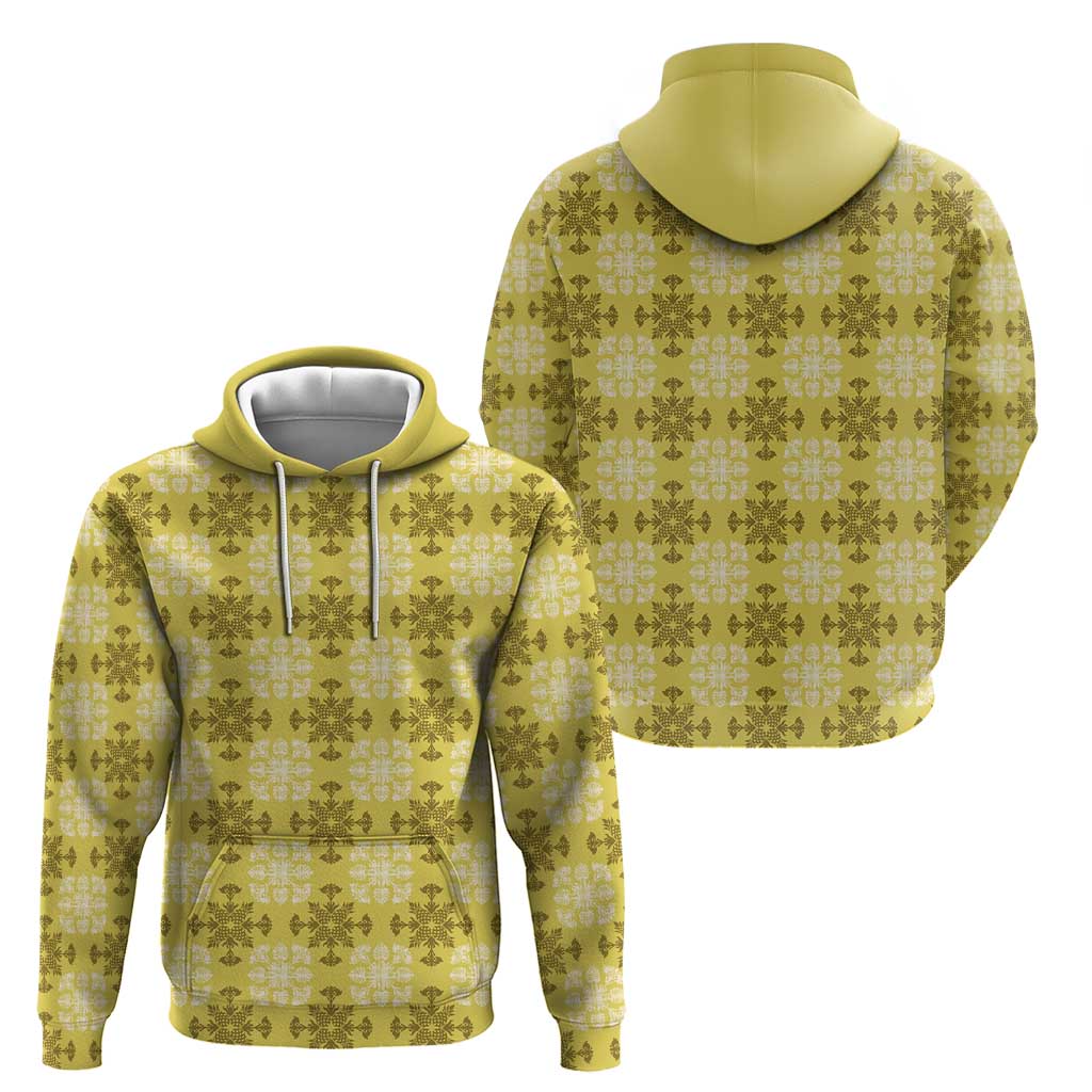 Yellow Hawaiian Quilt Zip Hoodie Hawaii Pineapple Monstera Palaka Motifs LT14 - Polynesian Pride