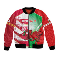 Japan and Wales Rugby Custom Bomber Jacket Brave Blossoms Welsh Dragon Together LT14 Unisex Red - Polynesian Pride