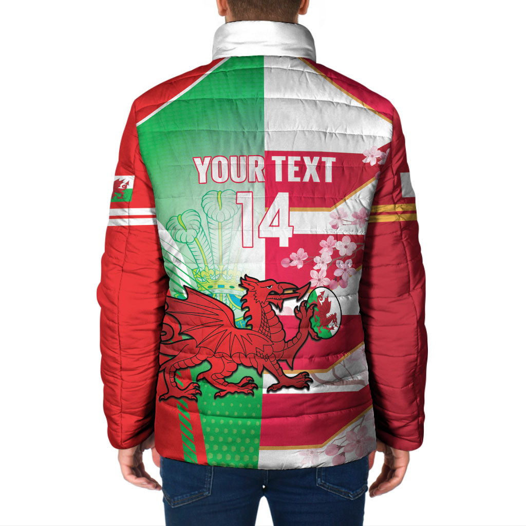 Japan and Wales Rugby Custom Padded Jacket Brave Blossoms Welsh Dragon Together LT14 - Polynesian Pride