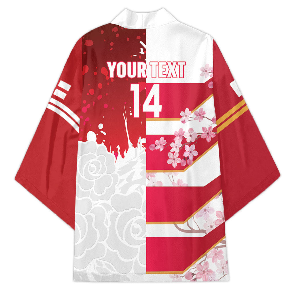 Japan and England Rugby Custom Kimono Brave Blossoms Red Roses Together LT14 - Polynesian Pride