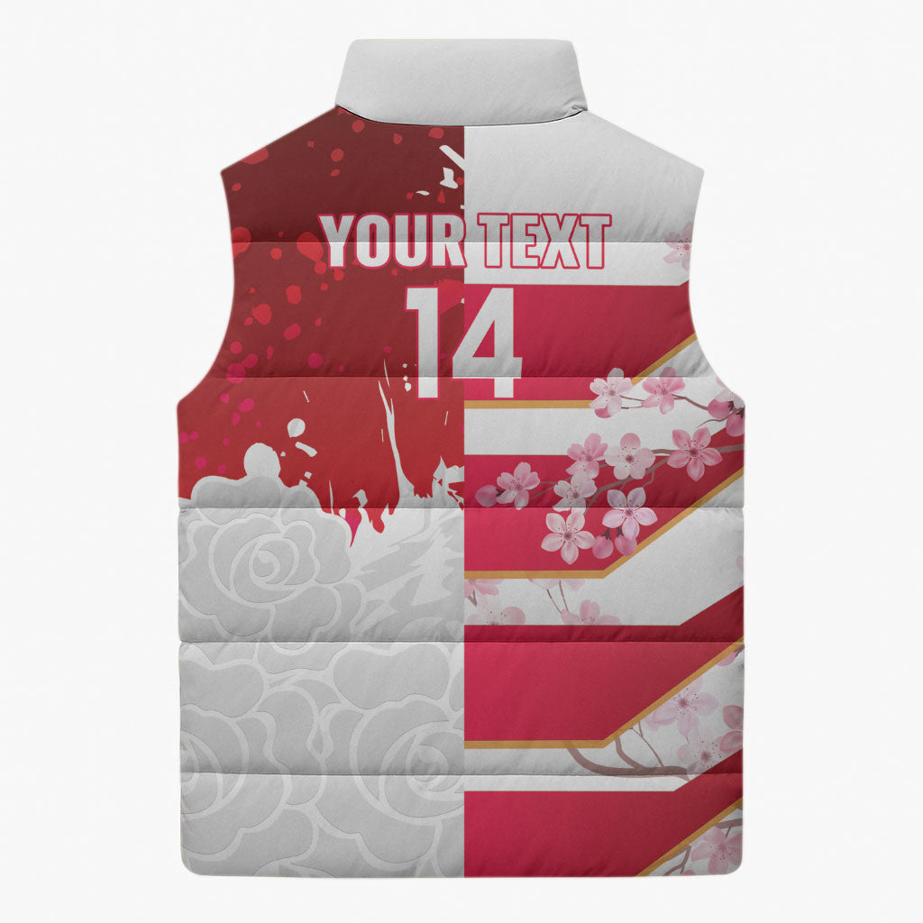Japan and England Rugby Custom Sleeveless Puffer Jacket Brave Blossoms Red Roses Together LT14 - Polynesian Pride