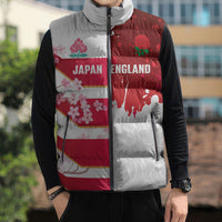 Japan and England Rugby Custom Sleeveless Puffer Jacket Brave Blossoms Red Roses Together LT14 - Polynesian Pride