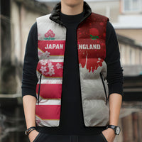 Japan and England Rugby Custom Sleeveless Puffer Jacket Brave Blossoms Red Roses Together LT14 - Polynesian Pride