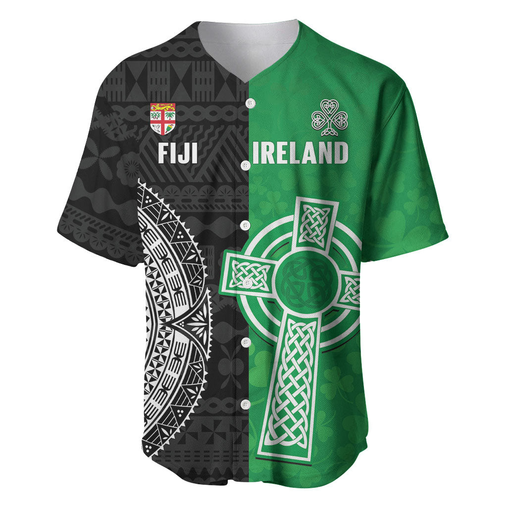 Fiji and Ireland Rugby Custom Baseball Jersey Flying Fijian Irish Shamrocks Together